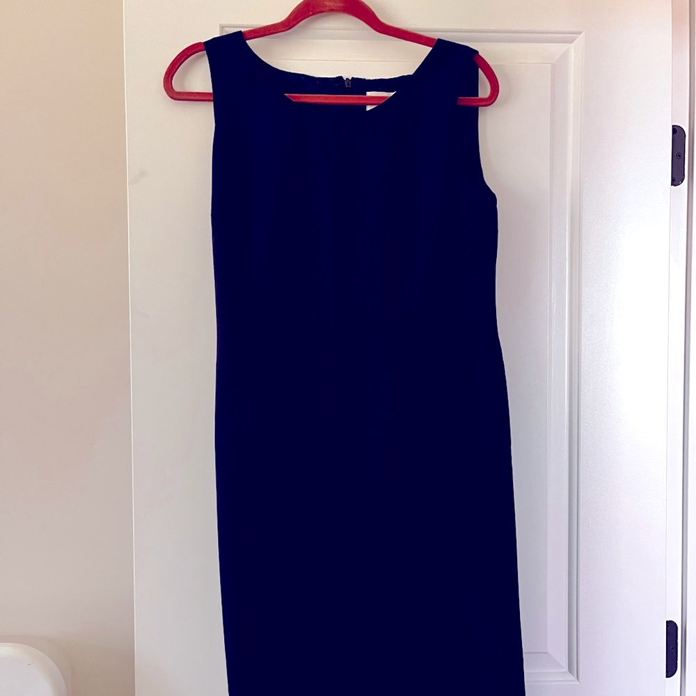 Navy and white sleeveless dress